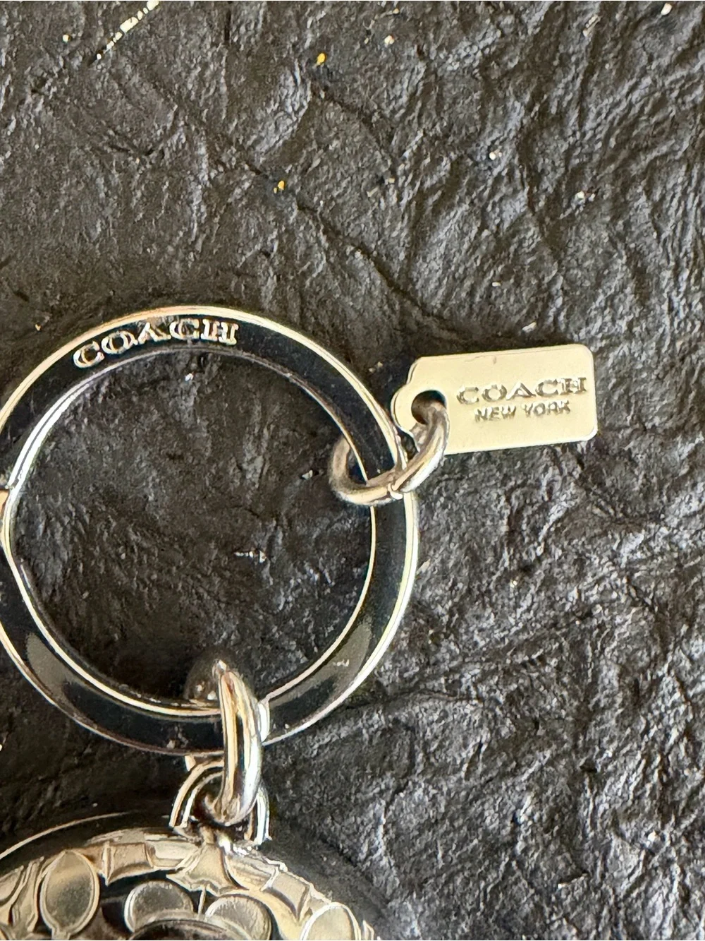 Coach Signature C Turnlock Valet Key Fob Keychain Silver Tone